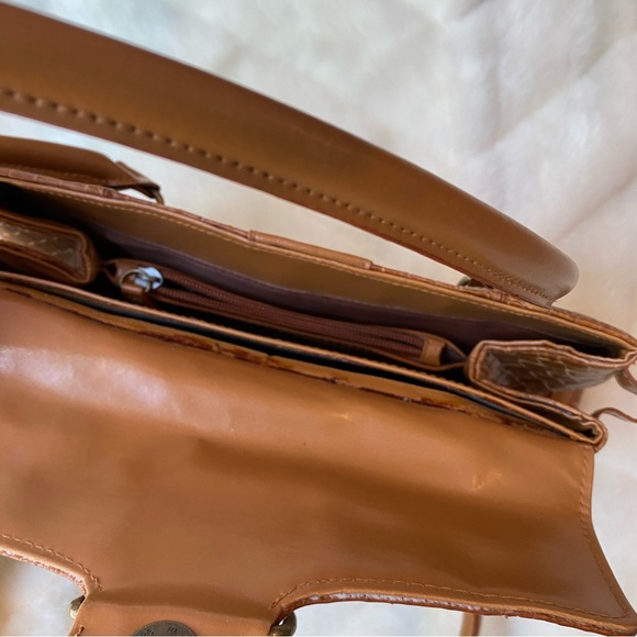 Vintage 70’s leather shoulder bag purse checkered leather - Picture 2 of 5